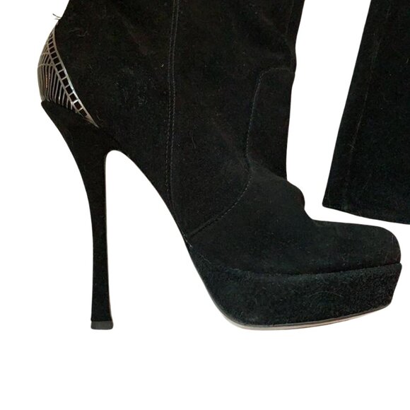 H by Halston Black Suede Over the knee boots Stiletto Platform Size 7.5 - Picture 5 of 5